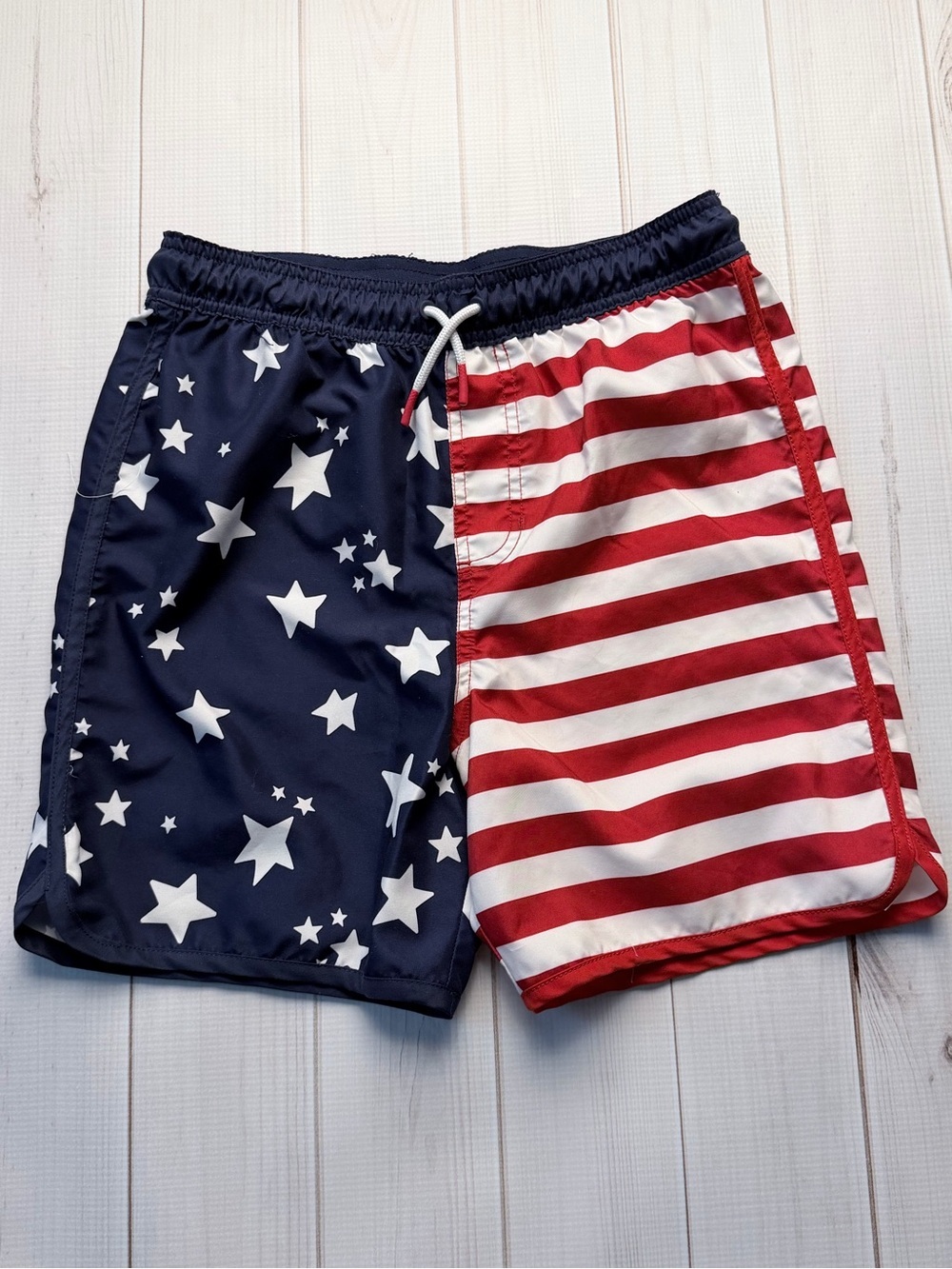 Cat & Jack Navy and Pink Striped Swim Trunks